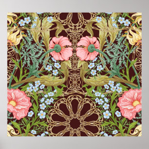 Art Nouveau stijl Floral: gekleurd  patroon Poster