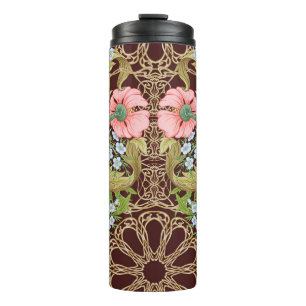 Art Nouveau stijl Floral: gekleurd  patroon Thermosbeker