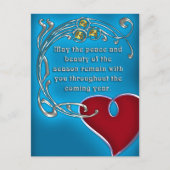 Art Nouveau Stijl Gevoelige Kerst in Blauw Feestdagenkaart (Voorkant)