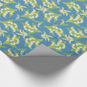 Art Nouveau Stijl Giftwrap, Lelies op blauw Cadeaupapier (Hoek)