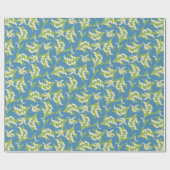 Art Nouveau Stijl Giftwrap, Lelies op blauw Cadeaupapier (Vlak)