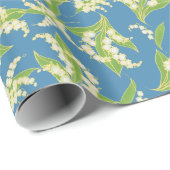 Art Nouveau Stijl Giftwrap, Lelies op blauw Cadeaupapier (Rol Hoek)