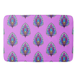 Art Nouveau Stijl Glas in lood Peacock Veer Badmat