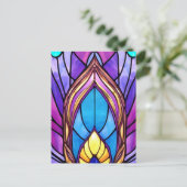 Art Nouveau Stijl Glas in lood Peacock Veer Briefkaart (Staand voorkant)