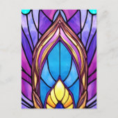 Art Nouveau Stijl Glas in lood Peacock Veer Briefkaart (Voorkant)