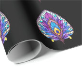 Art Nouveau Stijl Glas in lood Peacock Veer Cadeaupapier (Rol Hoek)