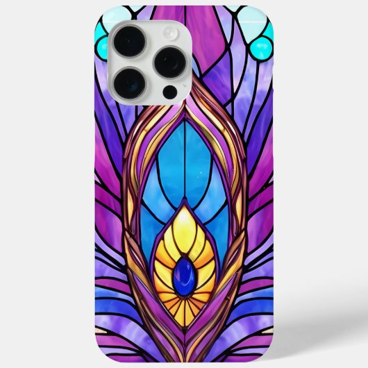 Art Nouveau Stijl Glas in lood Peacock Veer Case-Mate iPhone Case (Achterkant)