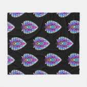 Art Nouveau Stijl Glas in lood Peacock Veer Fleece Deken (Voorkant (Horizontaal))