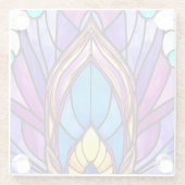 Art Nouveau Stijl Glas in lood Peacock Veer Glazen Onderzetter (Achterkant)