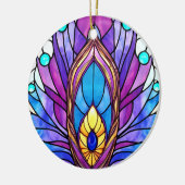 Art Nouveau Stijl Glas in lood Peacock Veer Keramisch Ornament (Links)