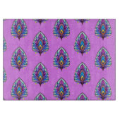 Art Nouveau Stijl Glas in lood Peacock Veer Snijplank (Voorkant)