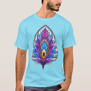 Art Nouveau Stijl Glas in lood Peacock Veer T-shirt