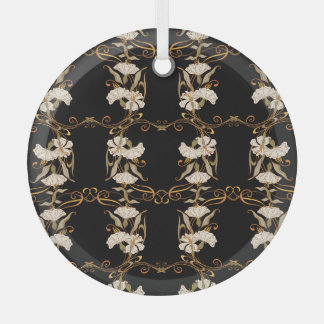 Art Nouveau Stijl: Goud-Zwart . Glas Ornament
