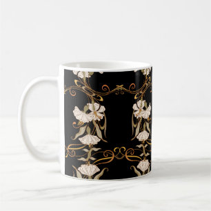 Art Nouveau Stijl: Goud-Zwart . Koffiemok