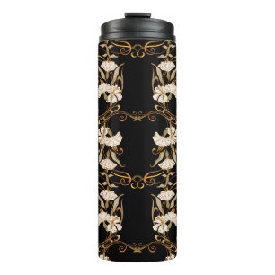 Art Nouveau Stijl: Goud-Zwart . Thermosbeker