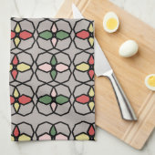 Art Nouveau  stijl grijs, geel, roze, Theedoek (Quarter Fold)