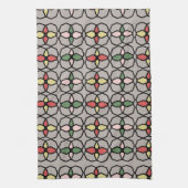 Art Nouveau  stijl grijs, geel, roze, Theedoek (Verticaal)