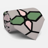 Art Nouveau  stijl grijs, groen, roze, Stropdas (Opgerold)