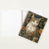 Art Nouveau-stijl illustratie van kat met bloemen Planner (Display)