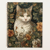Art Nouveau-stijl illustratie van kat met bloemen Planner (Voorkant)