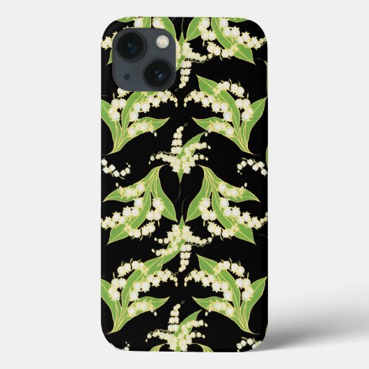 Art Nouveau Stijl iPad Case, Lelies op zwart Case-Mate iPhone Case (Achterkant)