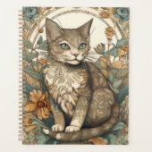 Art Nouveau stijl kat met bloemen Planner (Voorkant)