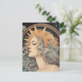 Art Nouveau Stijl Maan Sterren Prinses Briefkaart (Staand voorkant)
