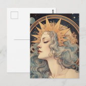 Art Nouveau Stijl Maan Sterren Prinses Briefkaart (Voorkant / Achterkant)