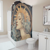 Art Nouveau Stijl Maan Sterren Prinses Douchegordijn (In situ)