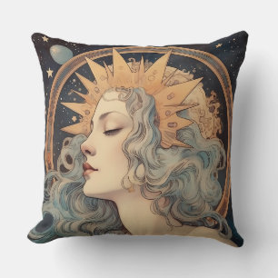 Art Nouveau Stijl Maan Sterren Prinses Kussen