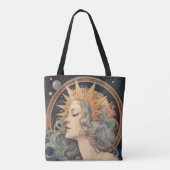 Art Nouveau Stijl Maan Sterren Prinses Tote Bag (Achterkant)