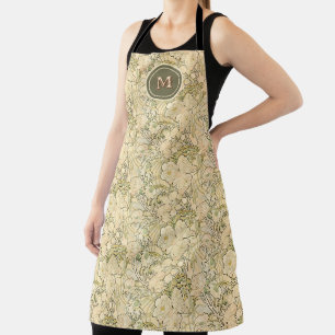 Art Nouveau-stijl Mucha-bloem-peonypatroon uit het Schort