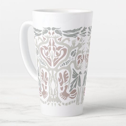 Art Nouveau-stijl tekening van een boom met vogels Latte Mok (Linkerhoek)