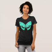 Art Nouveau Stijl Vlinder Aqua T-shirt (Voorkant volledig)