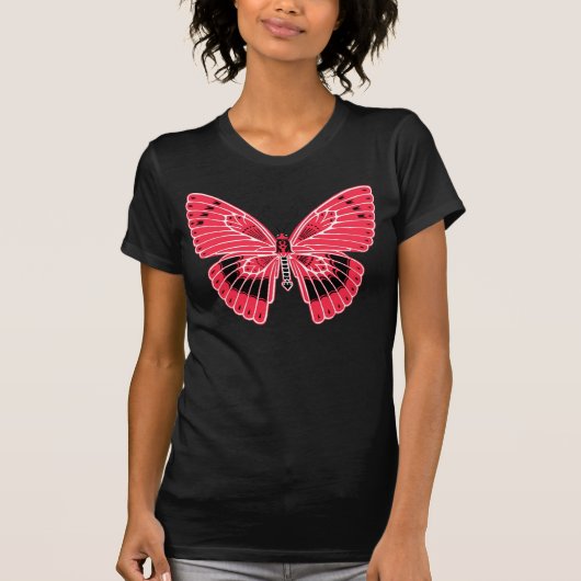 Art Nouveau stijl vlinder koraal T-shirt (Voorkant)