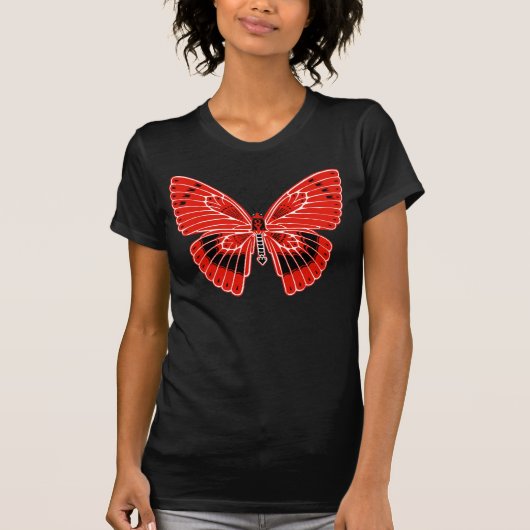 Art Nouveau stijl vlinder rood T-shirt (Voorkant)