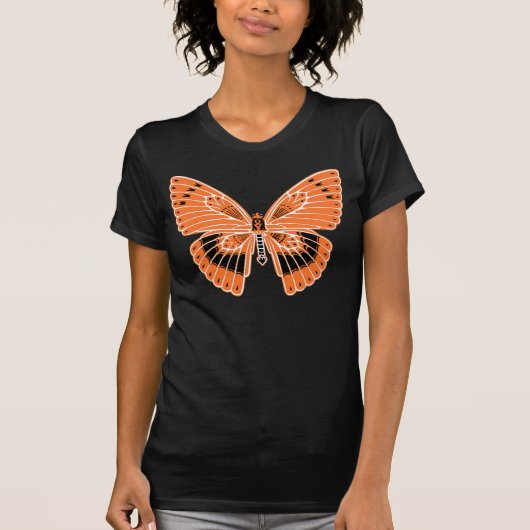 Art Nouveau stijl vlinder Sinaasappel T-shirt (Voorkant)