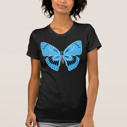 Art Nouveau stijl vlinder turquoise blauw T-shirt (Voorkant)