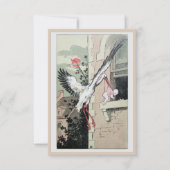 Art Nouveau stork met bekendmaking van baby Aankondiging (Voorkant)