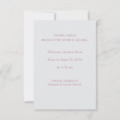 Art Nouveau stork met bekendmaking van baby Aankondiging (Achterkant)