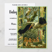 Art Nouveau Storks Baby shower Sjabloon Kaart (Voorkant / Achterkant)