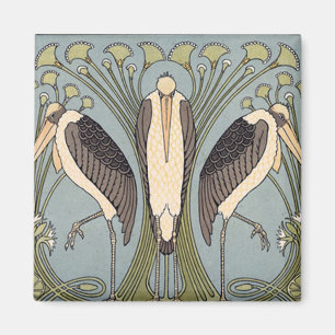  Art Nouveau Storks Magneet