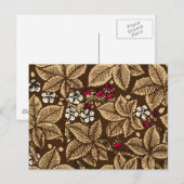 Art Nouveau Strawberries en bladeren, donkerbruin Briefkaart (Voorkant / Achterkant)