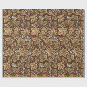 Art Nouveau Strawberries en bladeren, donkerbruin Cadeaupapier (Vlak)