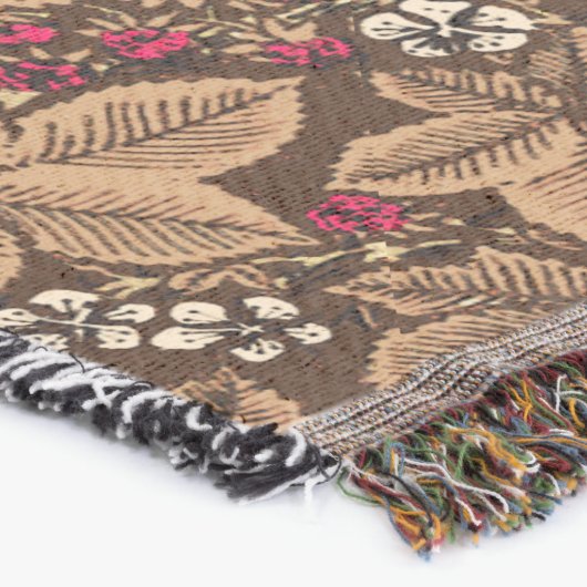 Art Nouveau Strawberries en bladeren, donkerbruin Deken (Hoek)