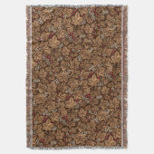 Art Nouveau Strawberries en bladeren, donkerbruin Deken (Voorkant Verticaal)