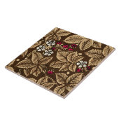 Art Nouveau Strawberries en bladeren, donkerbruin Tegeltje (Zijkant)