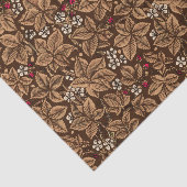 Art Nouveau Strawberries en bladeren, donkerbruin Tissuepapier (Detail)