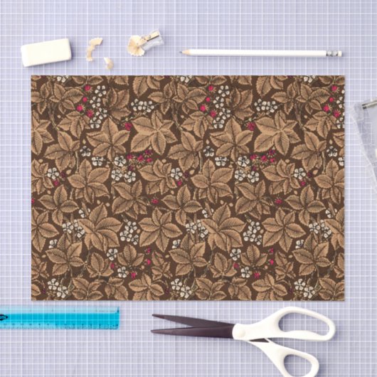 Art Nouveau Strawberries en bladeren, donkerbruin Tissuepapier (Craft)