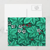 Art Nouveau Strawberries en bladeren, Turquoise Briefkaart (Voorkant / Achterkant)